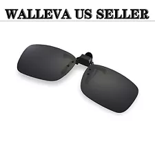 Walleva Polarized Black Clip-on Flip-up Sunglasses for Prescription Glasses