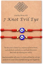 (Ver.3) Evil Eye 7 Knot Lucky Bracelets Adjustable Red String Amulet for Women M