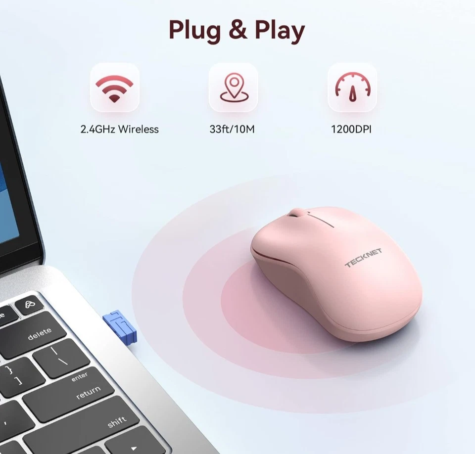TECKNET Wireless Mouse for Laptop, 2.4GHz USB Mini Computer Mice, 1200 DPI - Image 2 of 4