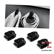 Black Crystal Rhinestones Bling Car Mini Hooks - 4 PCS Storage