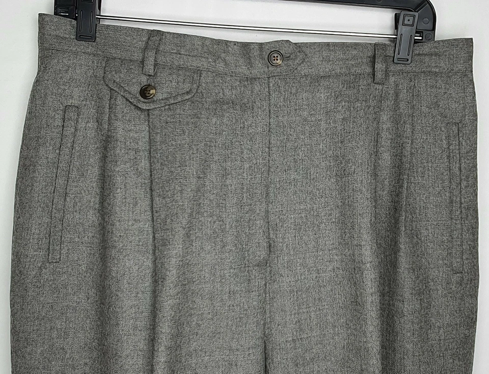 Calça social feminina Lauren 14 cinza lã perna reta forrada respirável vintage - Imagem 2 de 4