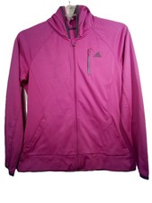 Adidas Climawarm Activewear Hooded Women L Pink Full Zip Long Raglan Sleeve