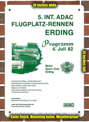 Metal Sign - 1982 Erding Racing Program - 10x14 inches