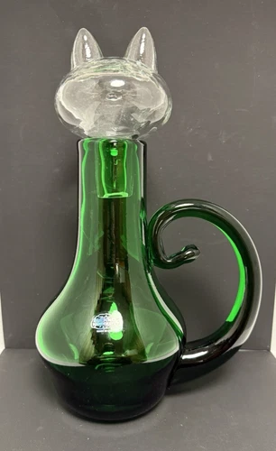 Blenko Glass Cat - Blenkat Decanter 2516 - Clover