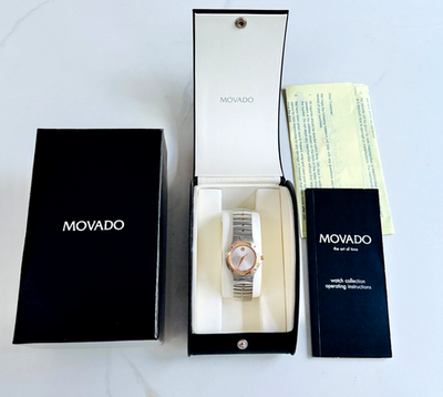 MOVADO WATCH WITH ORIGINAL BOX! Movado Model No. 97 A1809 A Two Tone Watch W/ Original Box  main image 3