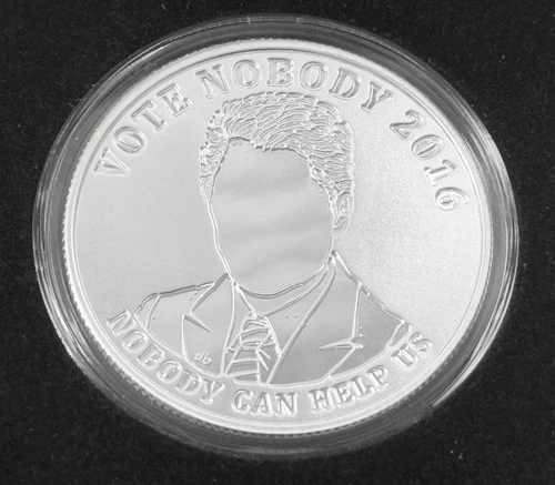 2016 Vote Nobody Reverse Proof Silver Shield 1 Troy oz .999 Silver Round BOX COA