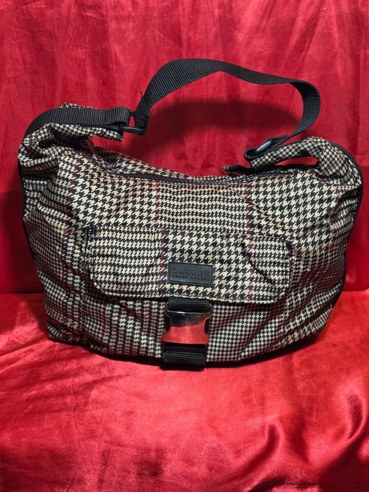 Lauren Ralph Lauren  Shoulder Bag Tote Satchel Brown Plaid Purse - Image 2 of 4