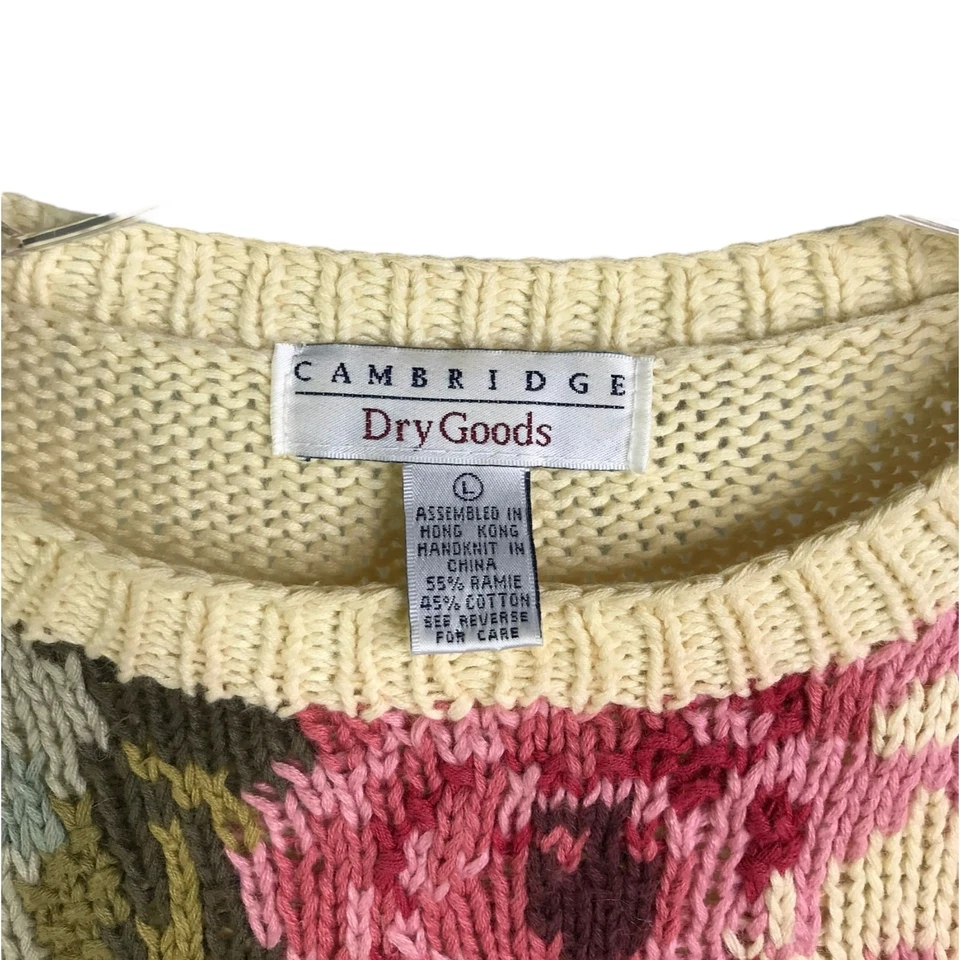 Suéter Cambridge Vintage Mujer L Y2K Cottage Core Floral Abuela Irlandesa Años 90 Rosa Foto 2 de 4