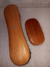 VTG 2 Wood Handle Shoe Boot Palm Brushes 4.5" - 10.5" Long Nice