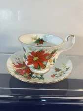 Royal Albert Poinsettia Bone China Tea Cup & Saucer Christmas