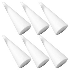 6Pcs Lightweight White Foam Cone Craft Forms for DIY Christmas Decorations