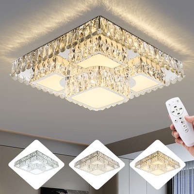 LED Ceiling Light 60W Ceiling Lamp Crystal Dimmable with Remote Control Living Room