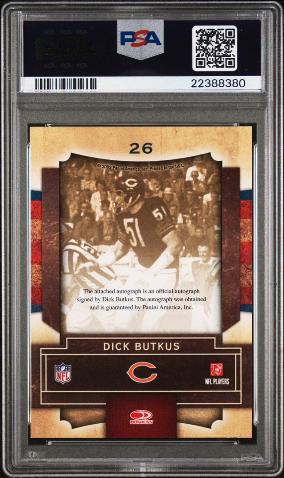 2009 Contenders DICK BUTKUS Legendary Contenders Auto Autograph PSA 10 Bears - Image 2 of 2