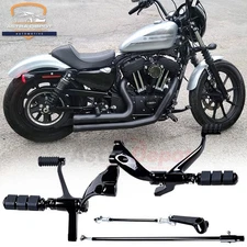 Black Forward Controls Kit Foot Peg Lever For Harley Sportster XL 1200 883 14-22