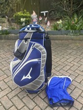 Mizuno 14-way Golf Cart Bag Blue And White + Rain cover 