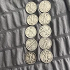 Lot of 10 Walking Liberty Half Dollars 90% Silver