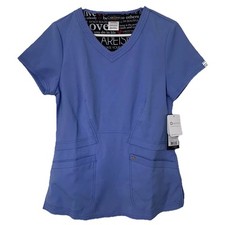 Careisma by Sofia Vergara Size Small Blue Scrub V-Neck Solid Blue Top CA618A New