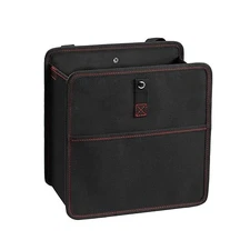 YSSOA FOLDABLE CAR TRASH CAN WITH STORAGE POCKETS CAR GARBAGE CAN BLACK