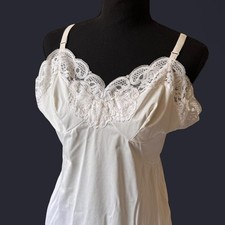 Vintage dainty lace trim white slip dress romantic fairy cottagecore medieval