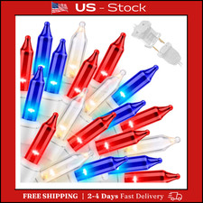 Red White Blue 4th of July Patriotic Decorations Lights 100 Count Mini String Li