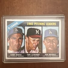 1966 Topps - League Leaders Sandy Koufax, Don Drysdale, Tony Cloninger #223