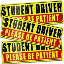 3PCS Student Driver Magnet for Car Reflective Be Patient Safety Warning Sign