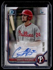 2022 Bowman Chrome Refractor Gabriel Rincones Auto /499 Philadelphia Phillies