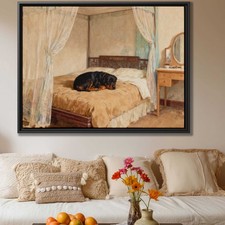 Oil Painting Rottweiler Dog Canvas Print Bedroom Wall Art Dog Decor Rustic Art