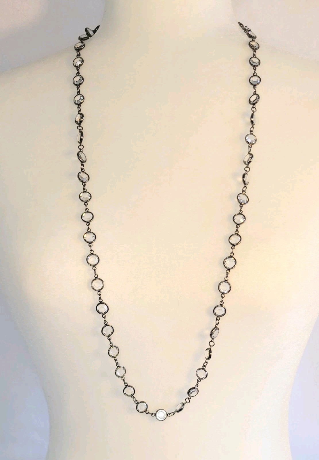 KJL Vtg Necklace Crystal Bezel 36" Long Kenneth J… - image 8