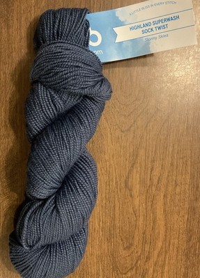 Cloudborn Fibers Highland Superwash Sock Twist Wool Yarn Stormy Skies 178 yds