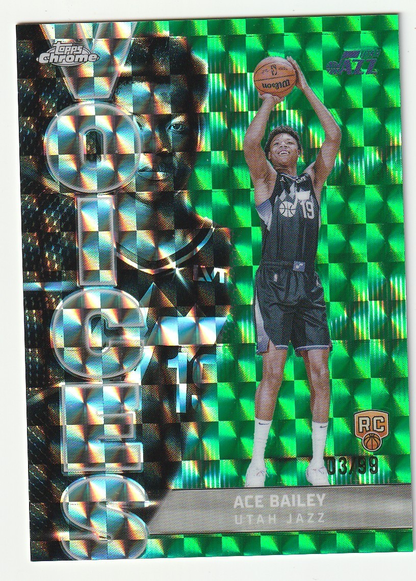 2025-26 Topps Chrome Refractor Ace Bailey Green Geometric Voices /99 Rookie RC