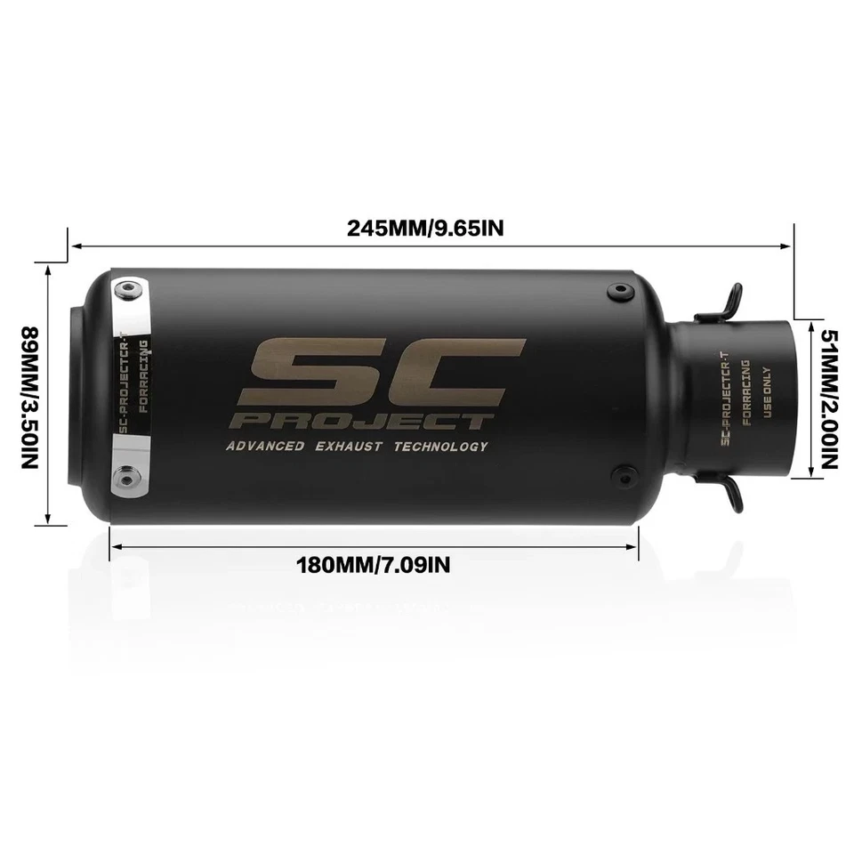 Универсальный глушитель для выхлопной системы мотоцикла супербайка SC Project 51 мм черный с глушителем - Изображение 3 из 4
