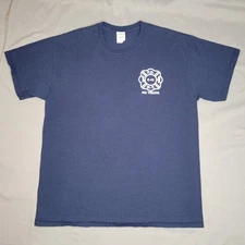 FDNY 42 Engine Shirt Mens Large Navy Blue Graphic Tee No Truck Gildan Crewneck