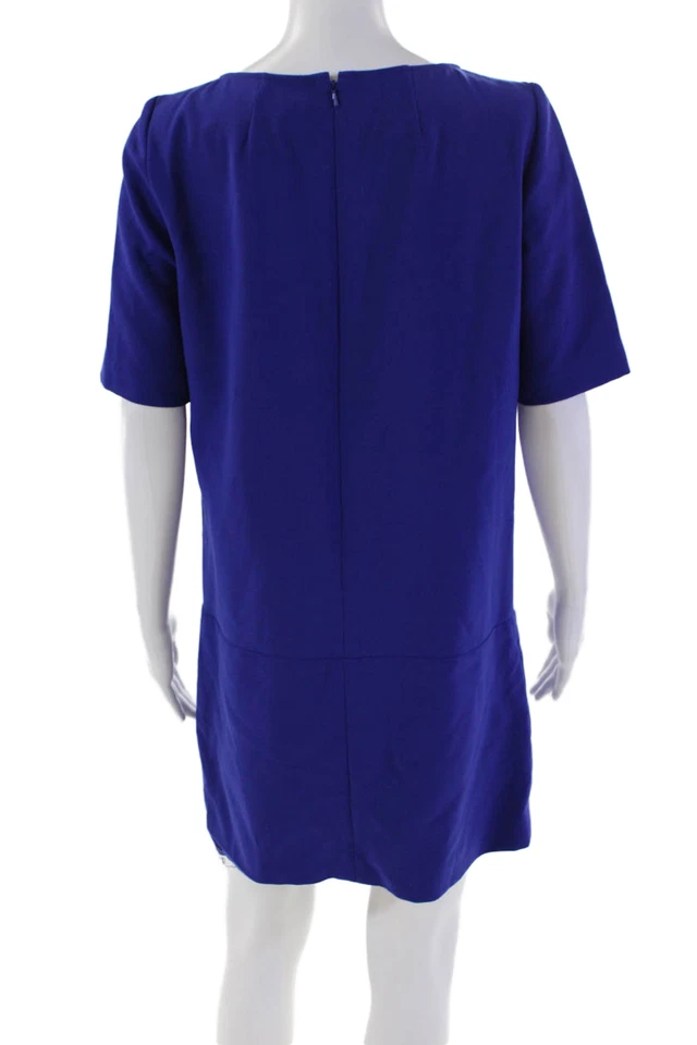 Mini vestido recto azul Broadway & Broome para mujer con cremallera trasera manga corta talla 4 Foto 3 de 4