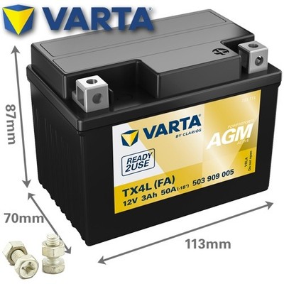 Batterie für Aeon Cobra 50 AT70 B1 2007 VARTA TX4L / YTX4L-BS AGM Active