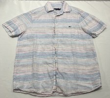Vineyard Vines Polo Button Up Shirt Men's Size Medium Stripped Linen
