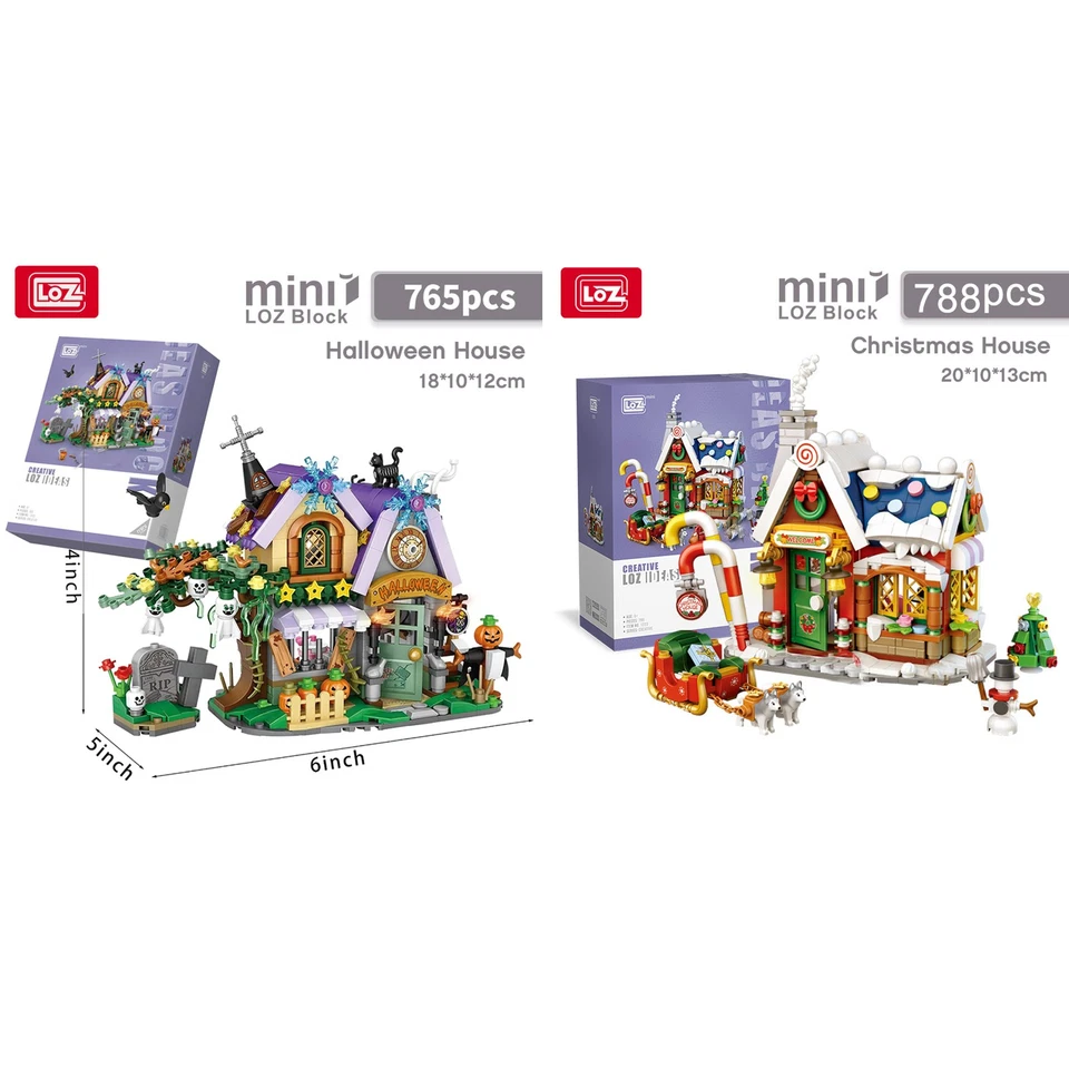 LOZ Juego de bloques de construcción de tiendas de comida japonesa paquete de 2 1500 piezas ladrillos modelo callejero Foto 3 de 4