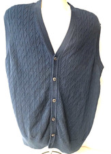 Roundtree  Yorke Men's Button Front Sweater Vest Grandpacore Navy Blue XL