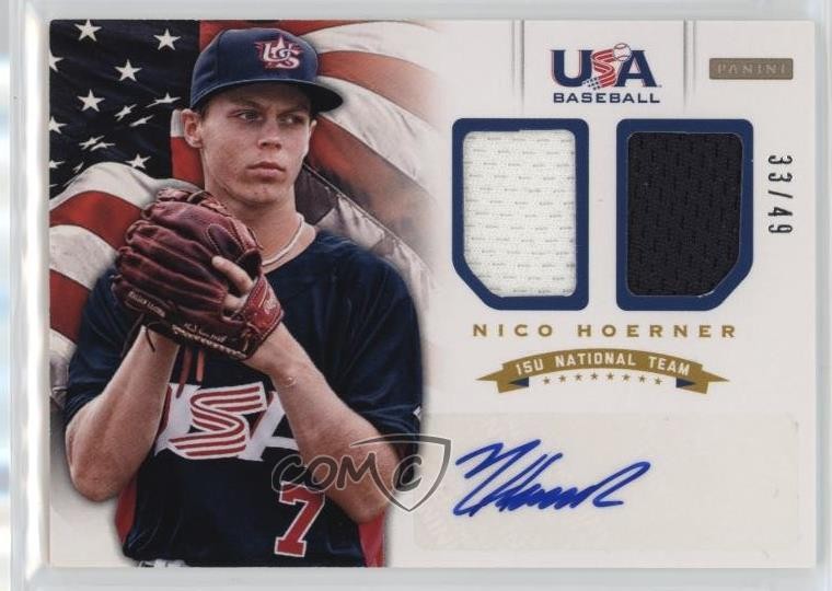 2012 Panini USA Baseball National Team 15U 33/49 Nico Hoerner #11 Auto 1bi0