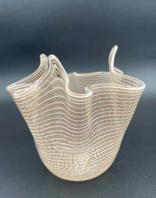 Fazoletto Murano Glas Goldfaden- Fazoletto Vintage Taschentuchvase. - Bild 1 von 4