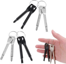 8PCS Mini Screwdriver Keychain Set Flathead Phillips Tool Kit Pocket Travel EDC