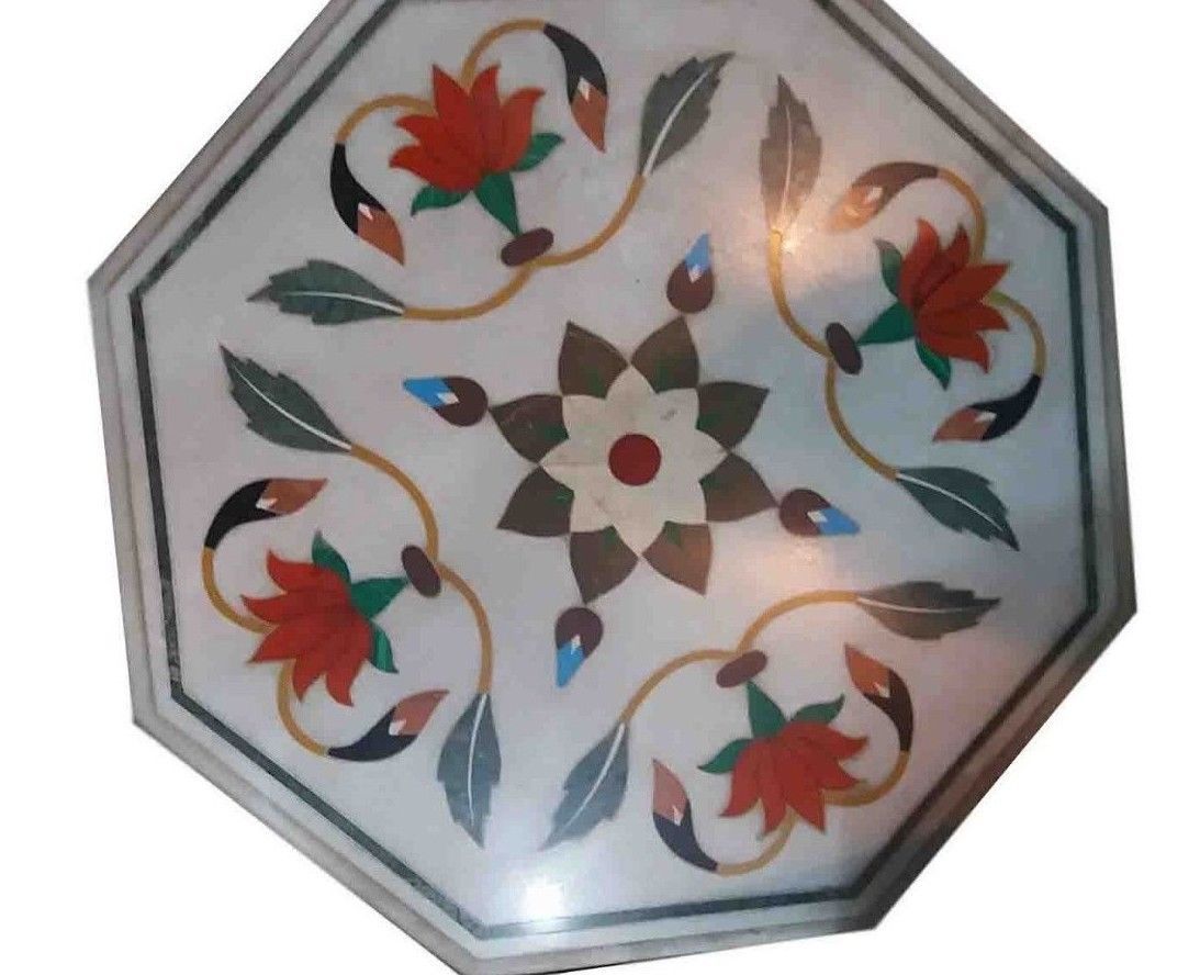 Handcrafted Pietra Dura Floral Marble Coffee Table Elegant Home Decor Gift