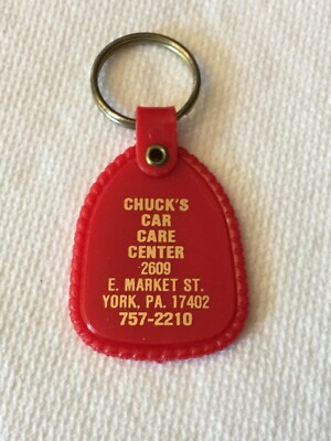 Chuck's Car Care Center Market St York PA Keychain, Vtg Pennsylvania Key Ring