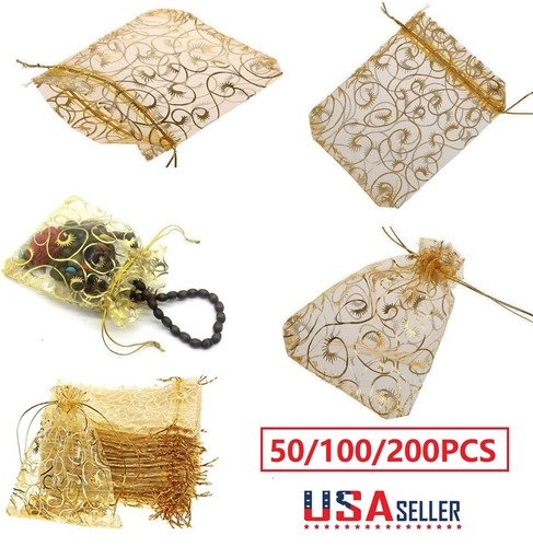 200PCS Sheer Drawstring Organza Jewelry Pouches Wedding Party Favor Gift Bags US - Picture 10 of 12