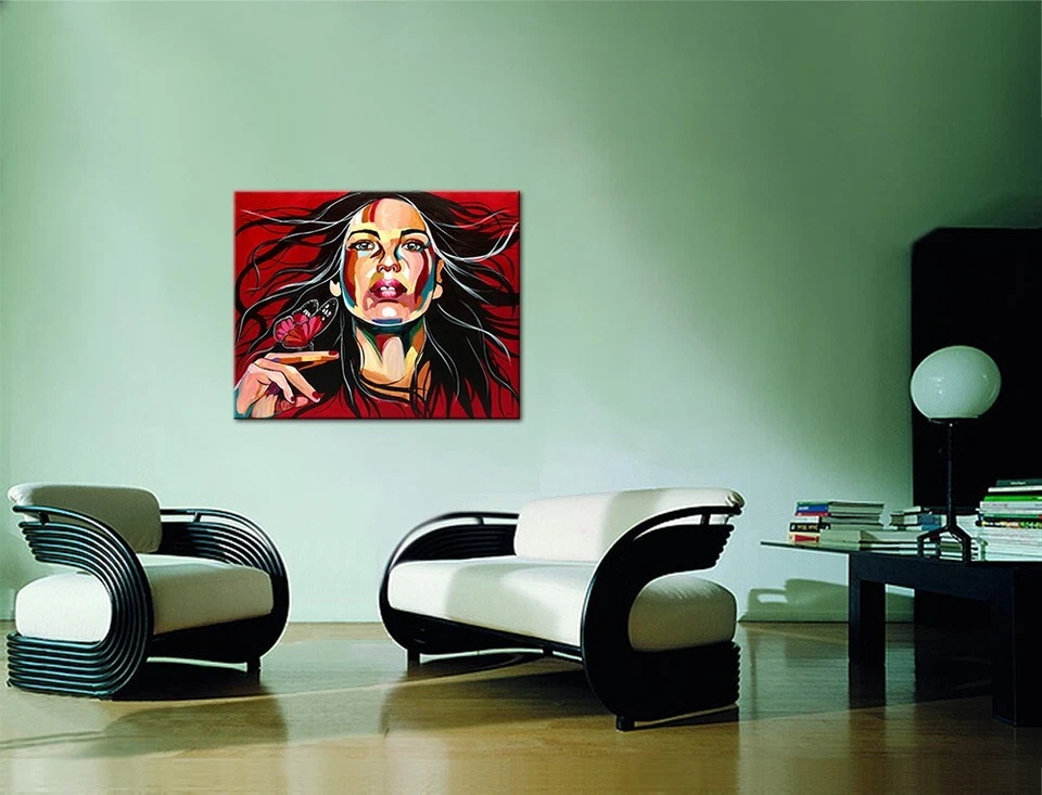 Acryl Bild Gemälde Modern Frau Porträt Gesicht Abstrakt Bunt Handgemalt ORIGINAL - Bild 3 von 4