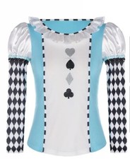 Storybook Dark Alice In Wonderland Long Sleeve Shirt Top Halloween Costume S/M