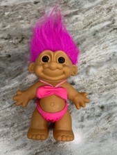 Vintage Russ Troll Doll Girl In Pink Bathing Suit Pink Bikini