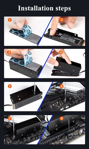 M.2 SSD Heatsink Copper Heat Pipes & Aluminum Radiator Fin + Temperature Display - Picture 11 of 11