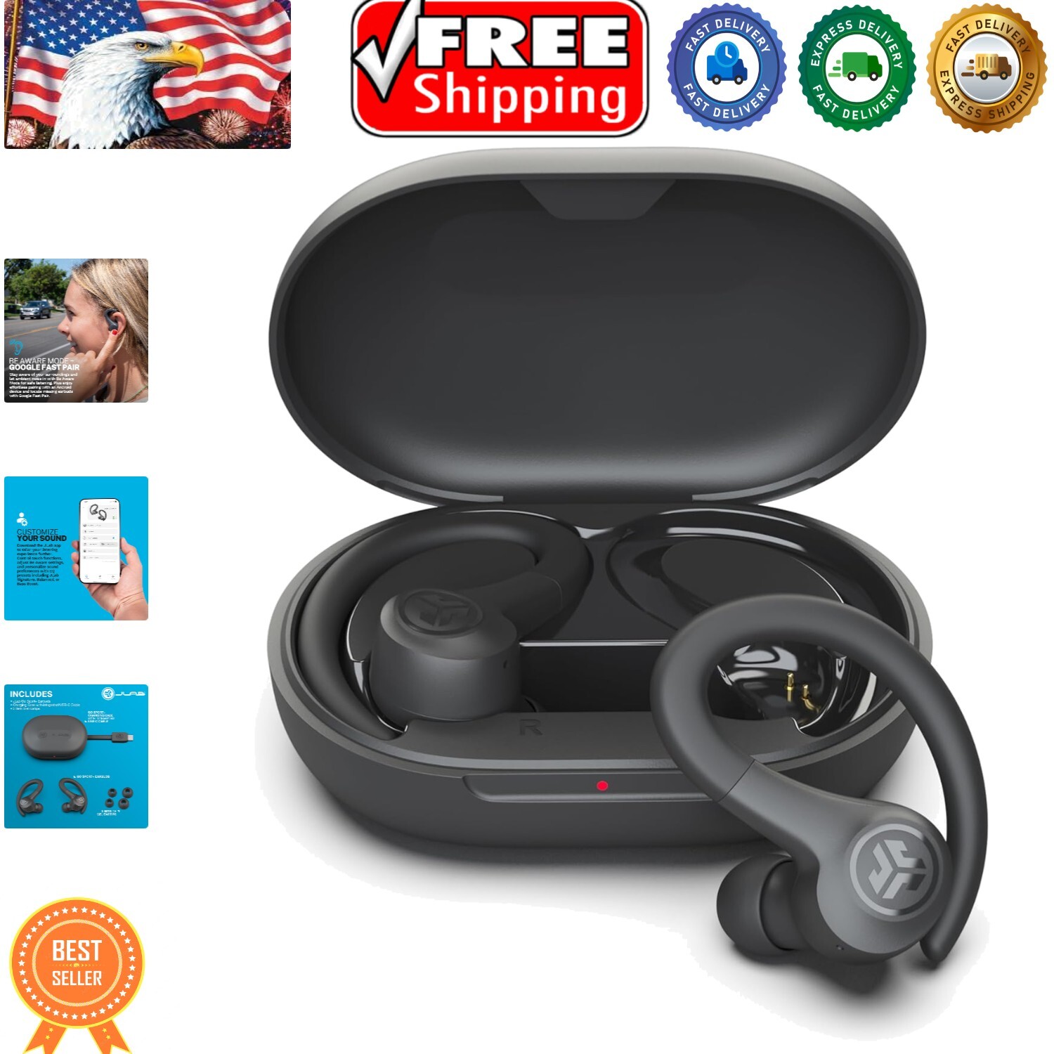 Lightweight Go Sport+ Wireless Earbuds with Secure Fit and Touch Controls