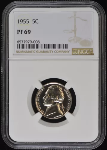 1955 Jefferson 5c Nickel NGC PF 69